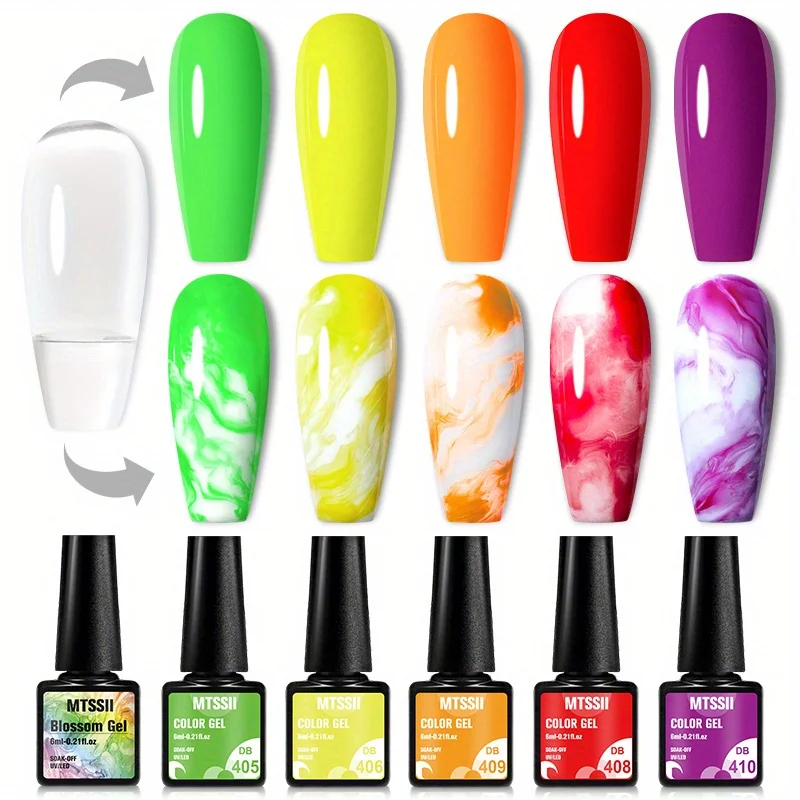 

6 шт./набор, акварельные полуперманентные гель-лаки для ногтей