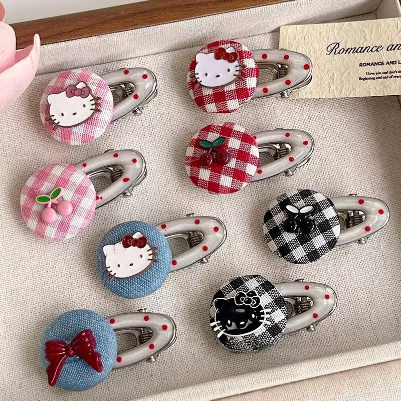 

Hello Kitty, корейская версия, милая детская заколка для волос с героями мультфильмов, со сломанными волосами и боковой челкой, повязка на голову с милым сердечком для девочек y2k