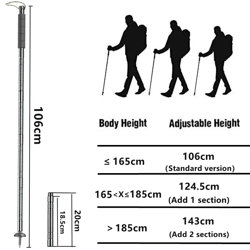 Alpenstock-Bâtons de trekking pliables légers multifonctionnels, anciers d'autodéfense, alliage d'aluminium, camping en plein air, randonnée