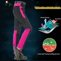 NUONEKO Womens Winter Fleece Softshell Pants Outdoor Sport Thermal Fishing Skiing Camping Hiking Trousers Waterproof Pants PM26