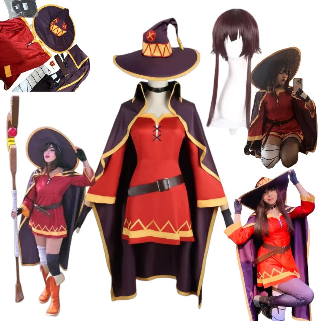 

Anime Megumin Cosplay Costume Women Sorceress Dress Outfits Megumin Cos Wig Halloween Cos Costumes