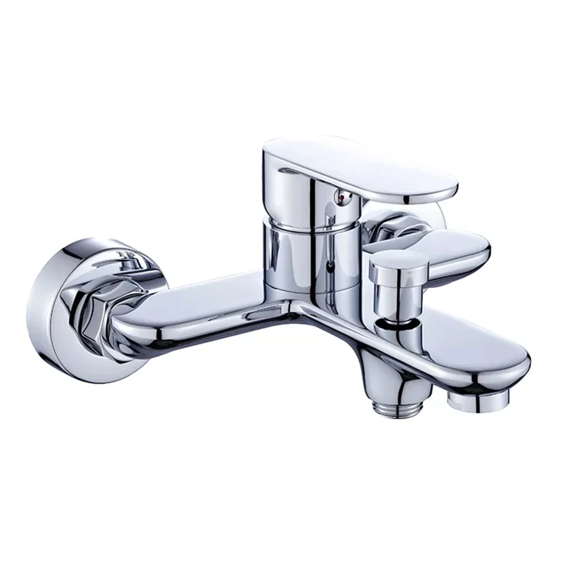 

High Glossy Polished Chrome Wall Mounted Shower Mixer Tap Bath Tub Bathtub Faucet