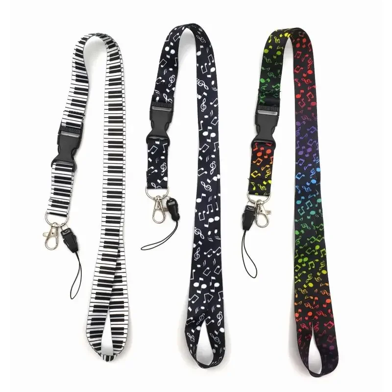 Wholesale 5/10/50Pcs various brand Musical symbol lanyard Keychain suspender custom logo Rainbow lanyard neck strap