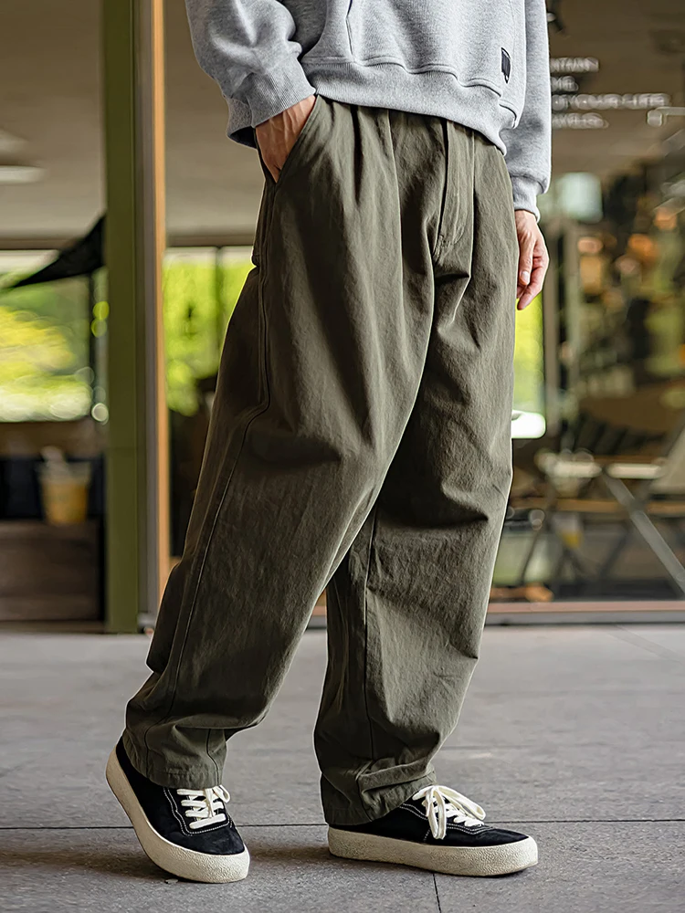 

Весенние японские свободные мужские рабочие брюки прямого кроя, повседневные длинные брюки в стиле High Street, из чистого хлопка, американские цвета