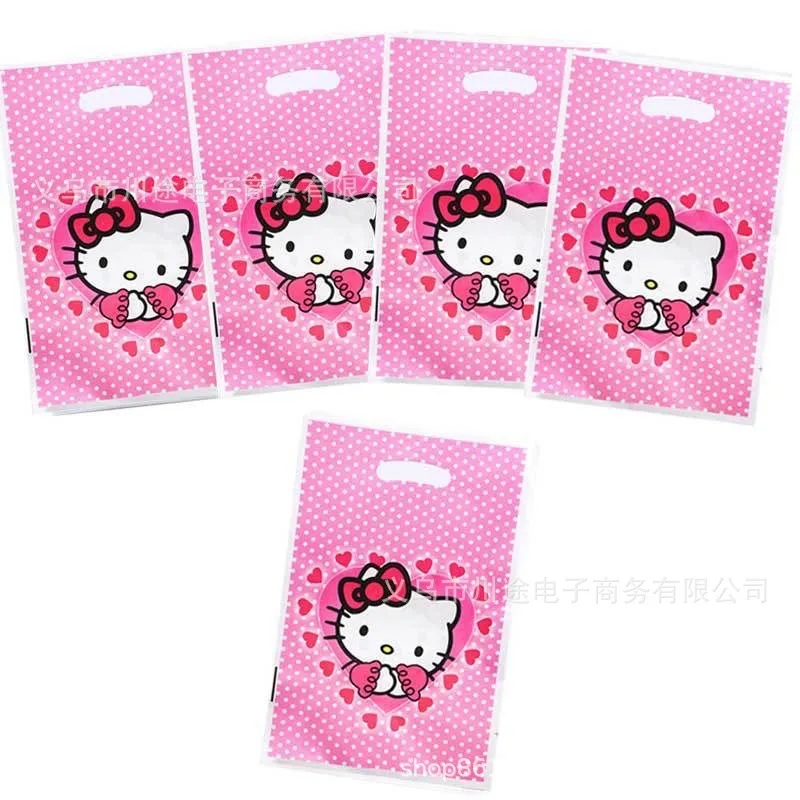 10pcs Hellokitty Gift Bags Cartoon Anime Birthday Party Decoration Kuromi Candy Box Cinnamorool Plastic Party Supplies Decor Toy