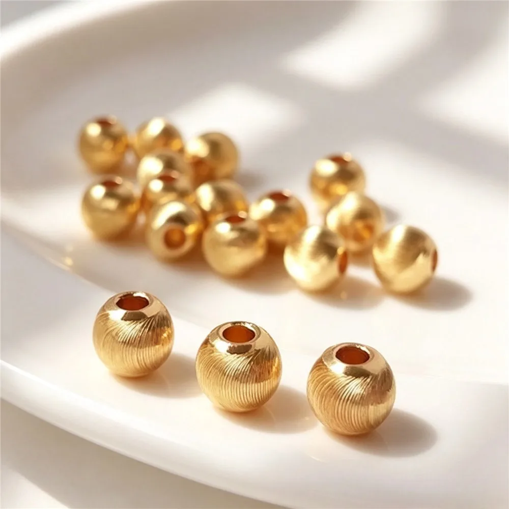 14K Gold Plated Brass Fine Textured Coin Charms & Shiny Cat Eye Round Spacer Loose Beads DIY Bracelet Necklace Jewelry Findings