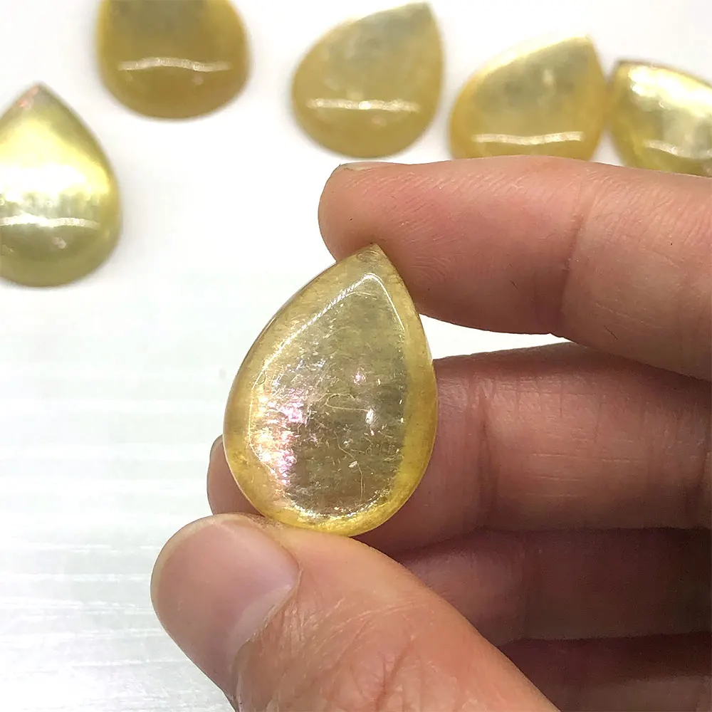 1pc Gold Lepidolite Natural Stone Teardrop Gemstones Crystals and Stones Healing Yellow Stone Jewelry Crystal DIY Home Decor