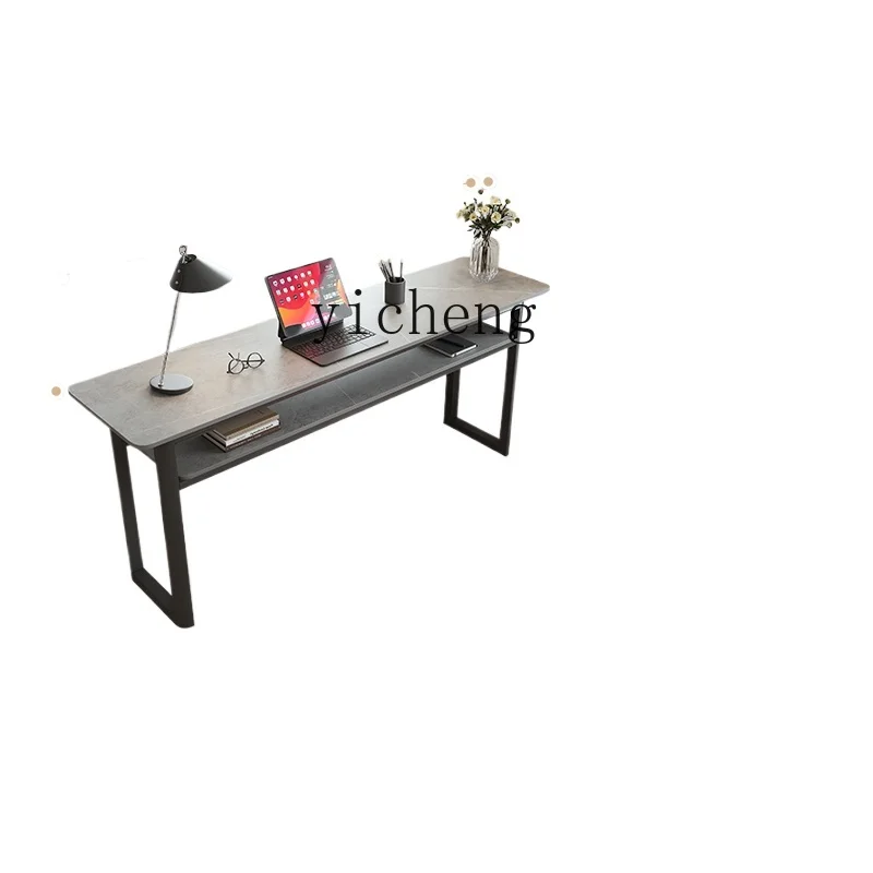 TQH sofa back table double-layer narrow and long back table 40cm wide small apartment horizontal living room rock slab desk