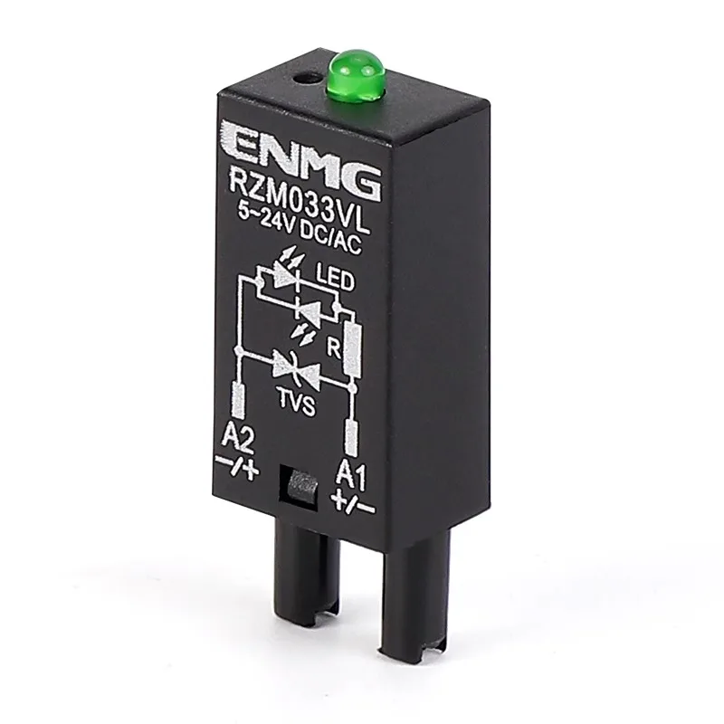 ENMG Relay Surge Overvoltage Protection Module RZM033VL 5-24VDC/AC with Indicator Light, Surge Protection for Relays, Overvoltag