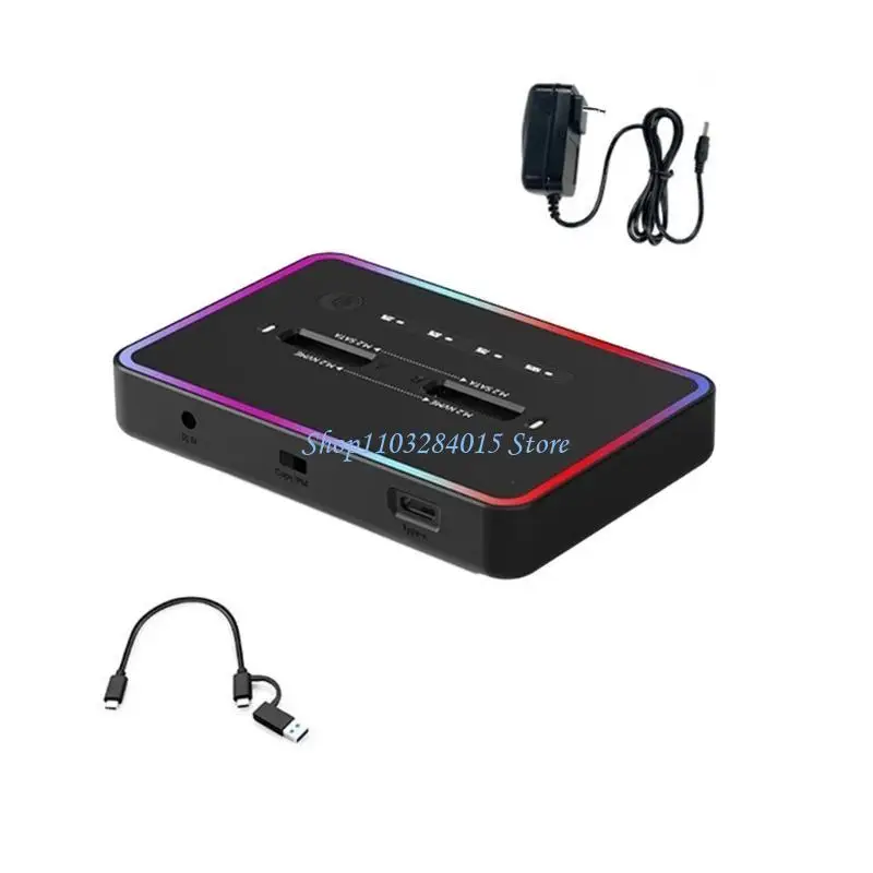 R6FF M.2 Docking Stations Double Bay Reader for M.2 NVMe Adapters Enclosure