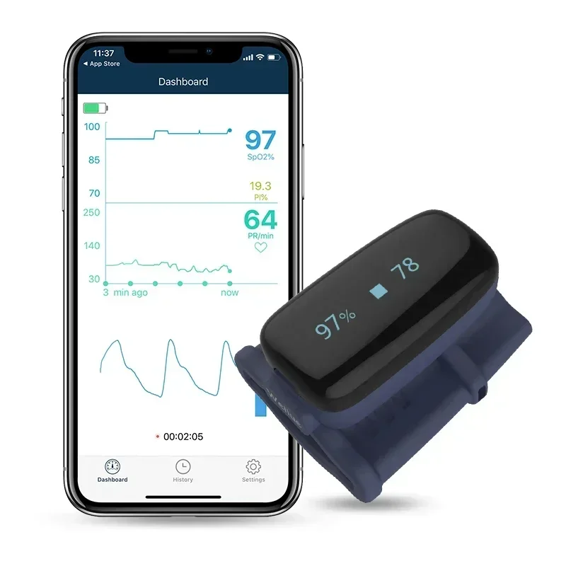 

A pulse meter on the tip of your finger Bluetooth 4.0 rechargeable