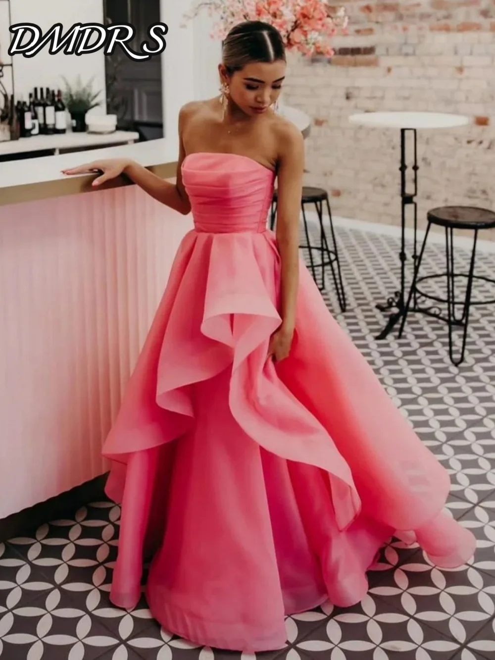 

Elegant Strapless Evening Dress 2025 Charming Chiffon Party Gown Classic A-Line Floor-Length Party Dresses فساتين سهرة