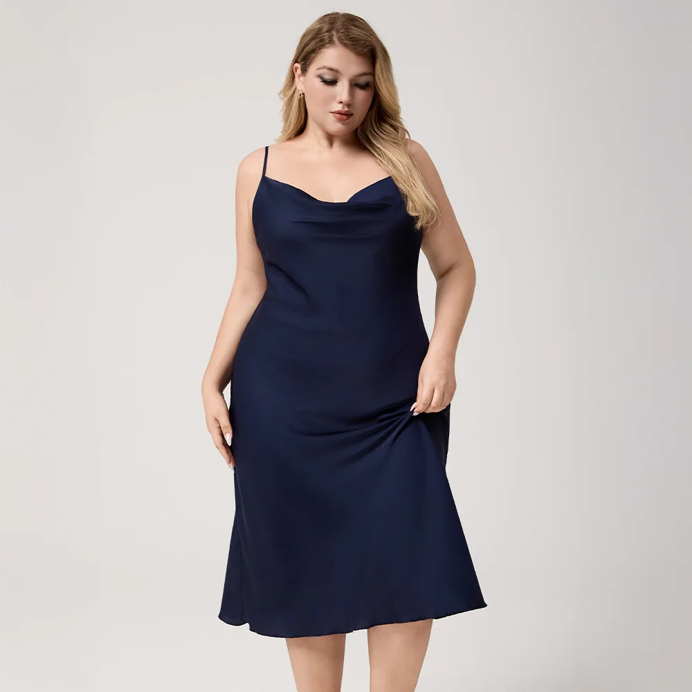 2026 New Plus Size Satin Nightdress for Women Summer One-Piece Off-the-Shoulder Strapless Loose Loungewear Pyjamas for Women