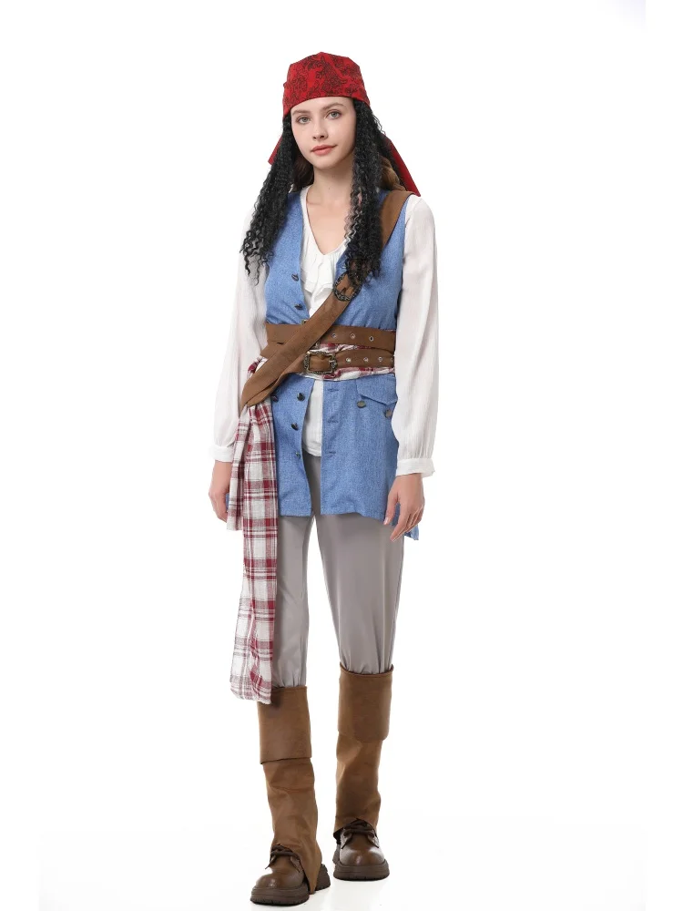 Unisex Retro Piraten-Cosplay-Outfit Blaue Weste Halloween Karneval Familien-Paar Kostüm Bühnenkostüm 2026 – Detail 16