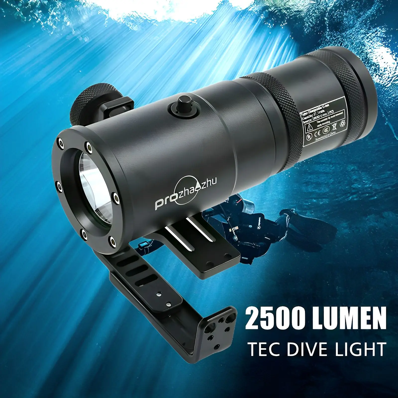 Professional Technical Diving Lamp 2500 Lumen IP68 Waterproof 150M Rechargeable Scuba Diving Light With Goodman Handle