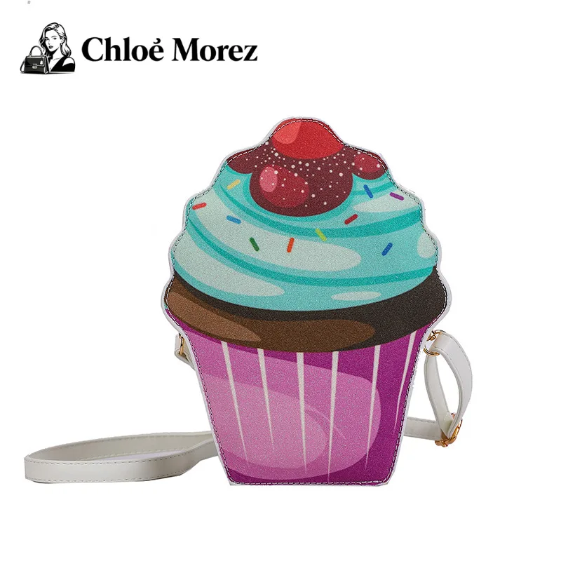 

Bags Cartoon Sweet Girl Funny Personality Cake One Shoulder Crossbody Small Round Bag