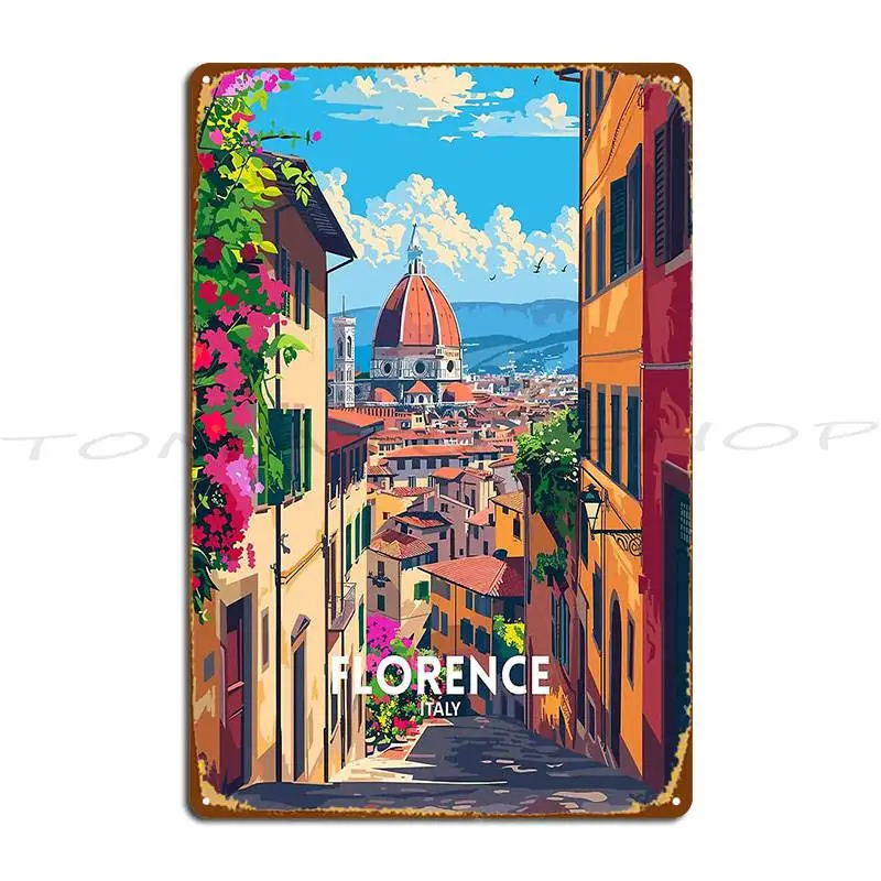 Minimalistic Florence Italy Metal Plaque Poster Retro Living Room Garage Printing Customize Tin Sign Poster