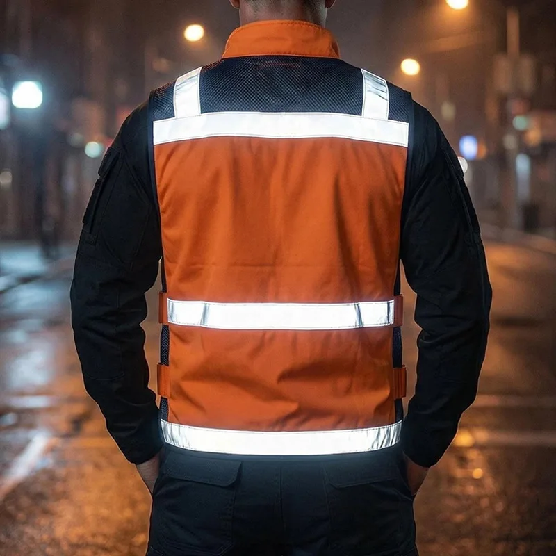 AYGHK Reflektierende Sicherheitsweste für Führungskräfte, geeignet für Radfahren, Autofahren, Verkehr, Baustellen, fluoreszierende Weste mit Clip – Detail 4