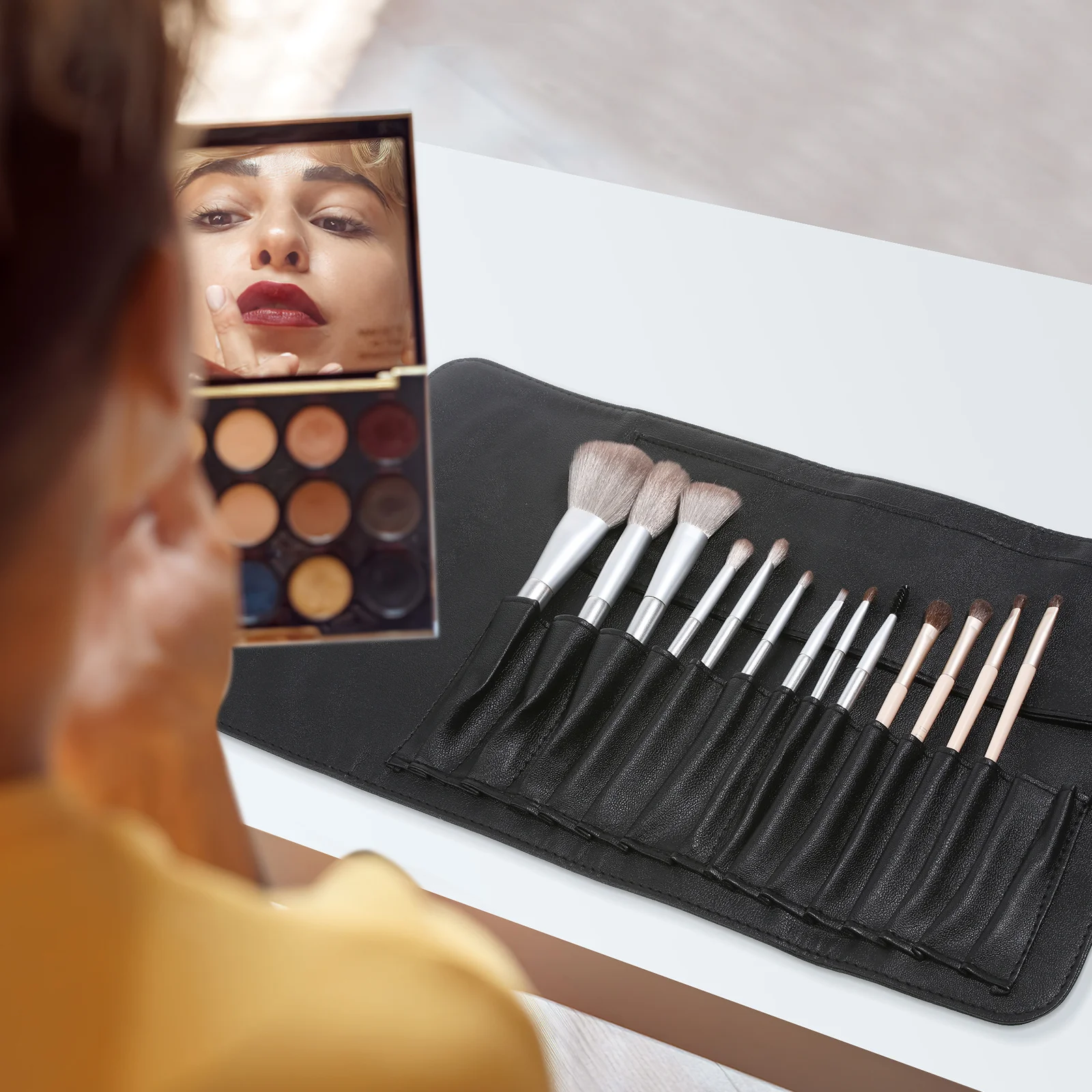 

15Pcs Bag for Women PU Makeup Storage Pouch Portable Compact Design Fits Luggage Perfect for Travel Daily Use