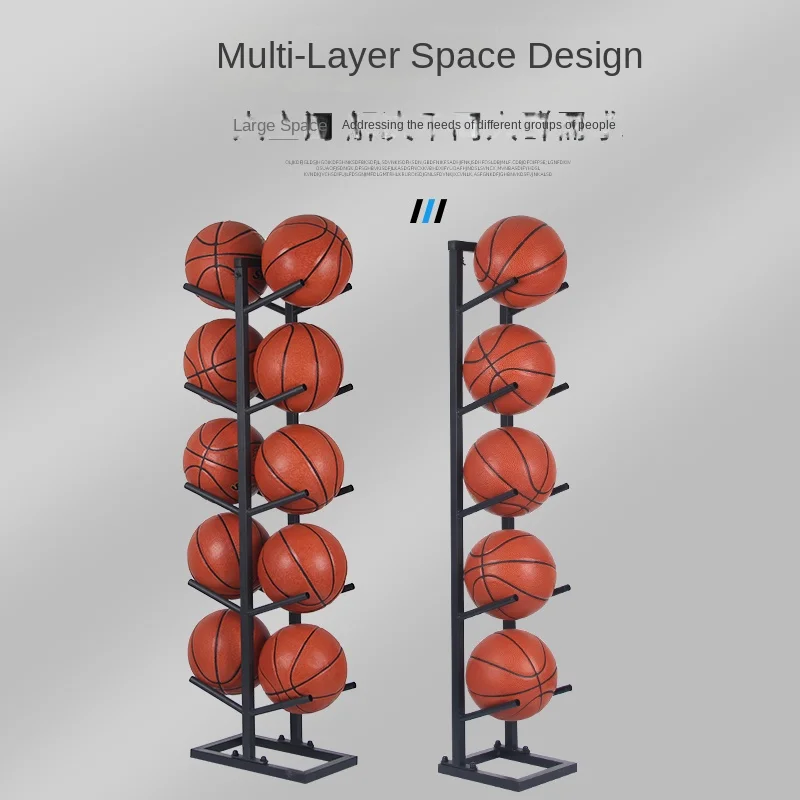 Rak Display Bola Basket Indoor Kustom dengan Empat Bola Warna Hitam dengan Satu Sisi Aksesori