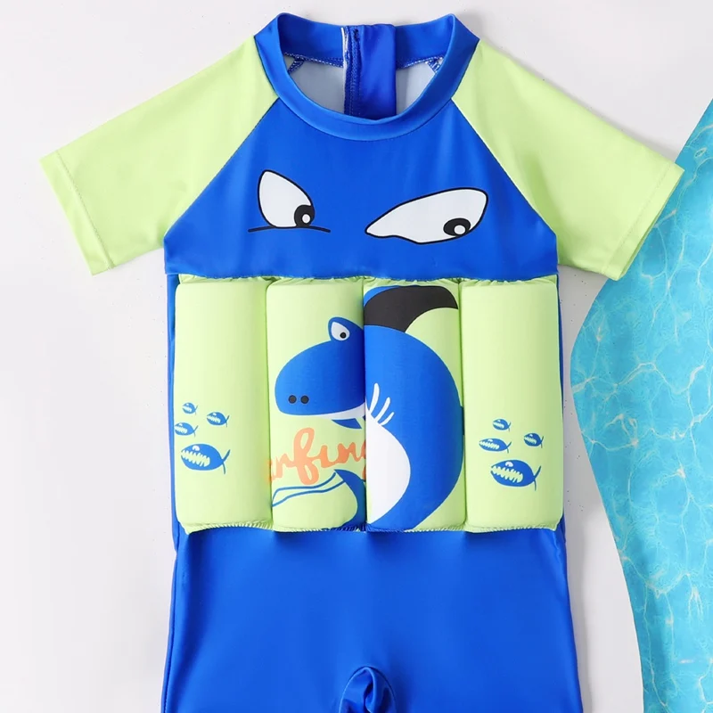 Children Buoyancy Swimsuit Summer Cartoon Animal Print Swimwear Kids One-Piece Floating Swimsuit Boys Girls Buoyancy Swimwear