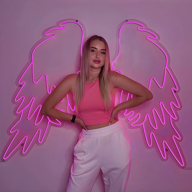 

Angel Wings Neon Sign for Wedding Party Event Wall Decor Neon Art Signs Custom Living Room Bedroom Decoration Led Neon Lights