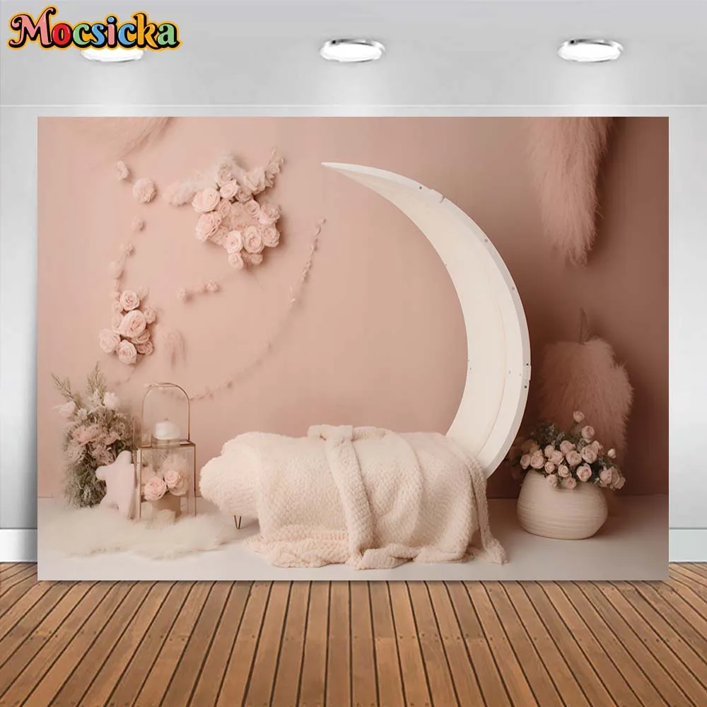 

Mocsicka Newborn Photography Background Pink Wall Flower Fur Baby First Birthday Photo Backdrop Photo Studio Photo Shooting Prop