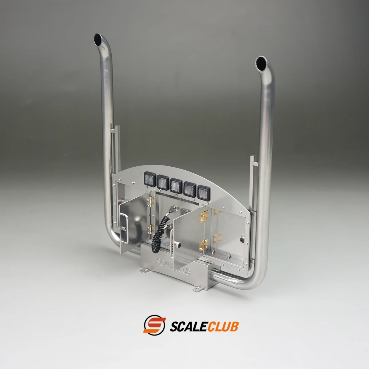 Scaleclub knalpot Metal truk traktor 1/14 dengan lampu untuk Tamiya Lesu Rc truk Trailer Tipper