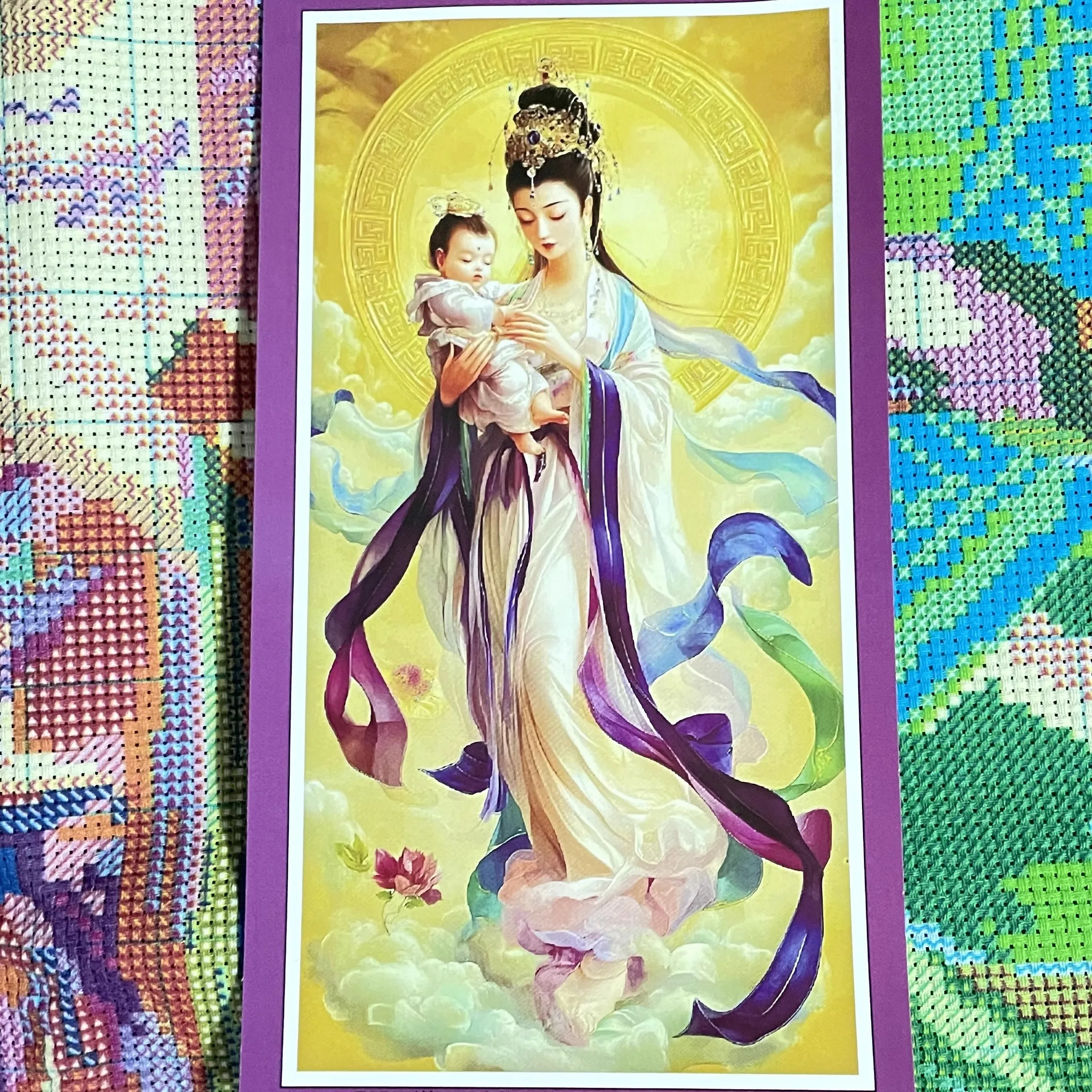 11ct 120x66cm Guanyin DIY Painting Cross Stitch Kits Embroidery Cross-stitch Needlework Craft Printed Fabric Home Decor