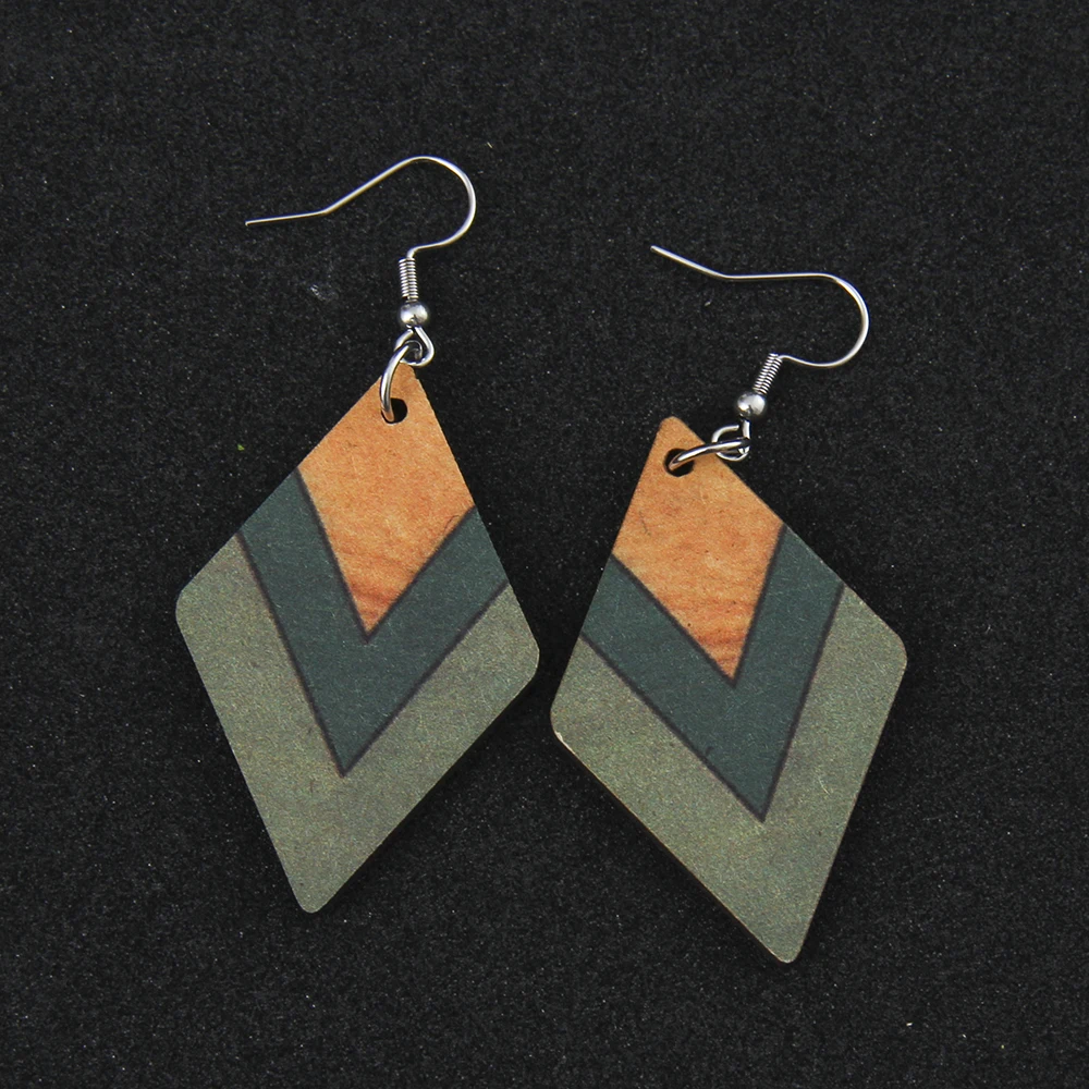 Wood Color Block Geometric Decor Drop Earrings Light Weight 100 Match Feminine Decorative Jewelry To Enhance Charm for Parties