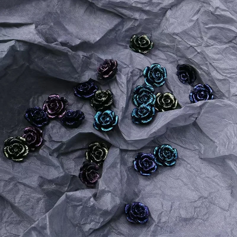 20/50/100PCS/8MM Retro Nail Art Camellia Accessories Dark Three Dimensional Rose Blossoms Nail Accessories Decoration