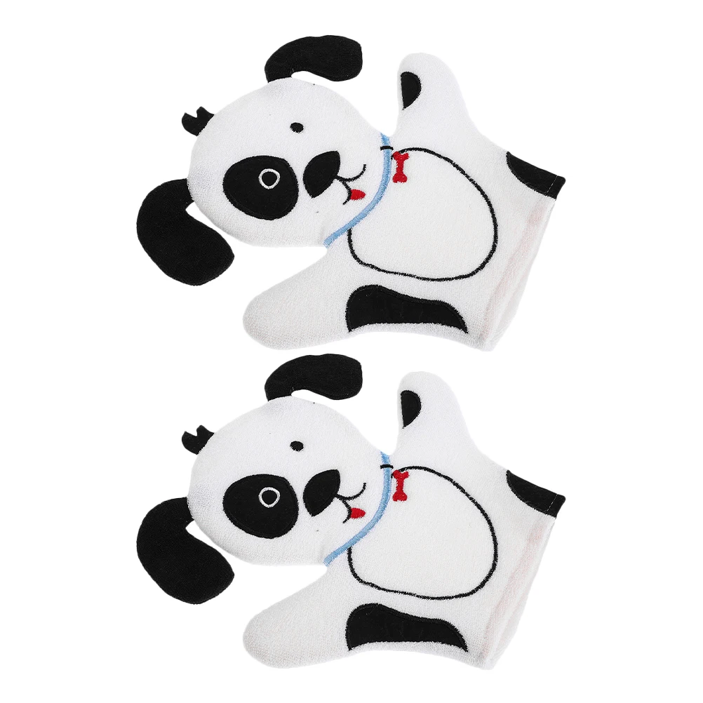 

2pcs Kids Bath Gloves Cute Cartoon Design Soft Exfoliating Washcloth Dual-Use Body Scrub Mitt For Children Gentle Shower Sponge