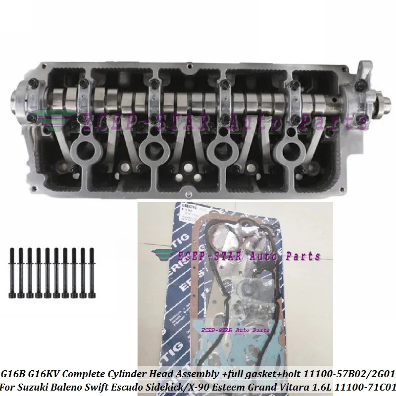 

full gasket bolt G16B Complete Cylinder Head 11110-57802 For Suzuki Baleno Swift Escudo Sidekick X-90 Esteem Grand Vitara 1.6L