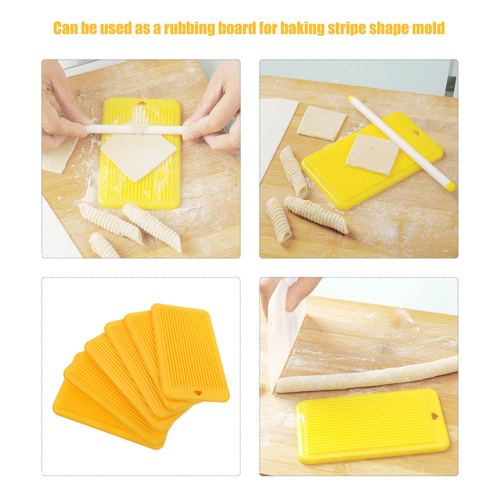 

6pcs Gnocchi Board High Quality Pasta Maker Rubbing Tool Baking Stripe Mold Lightweight Home Rolling Maker