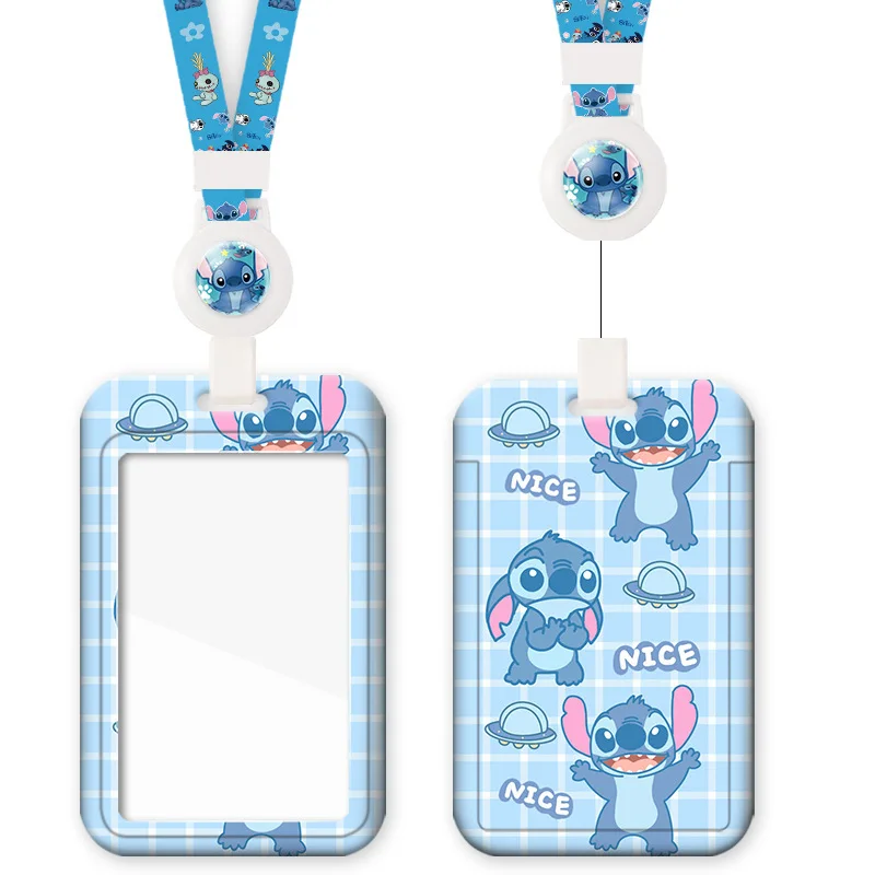 Cordino porta badge retrattile Disney Stitch per studenti, dipendenti, design a cartoni animati, scuolabus, controllo degli accessi per ufficio