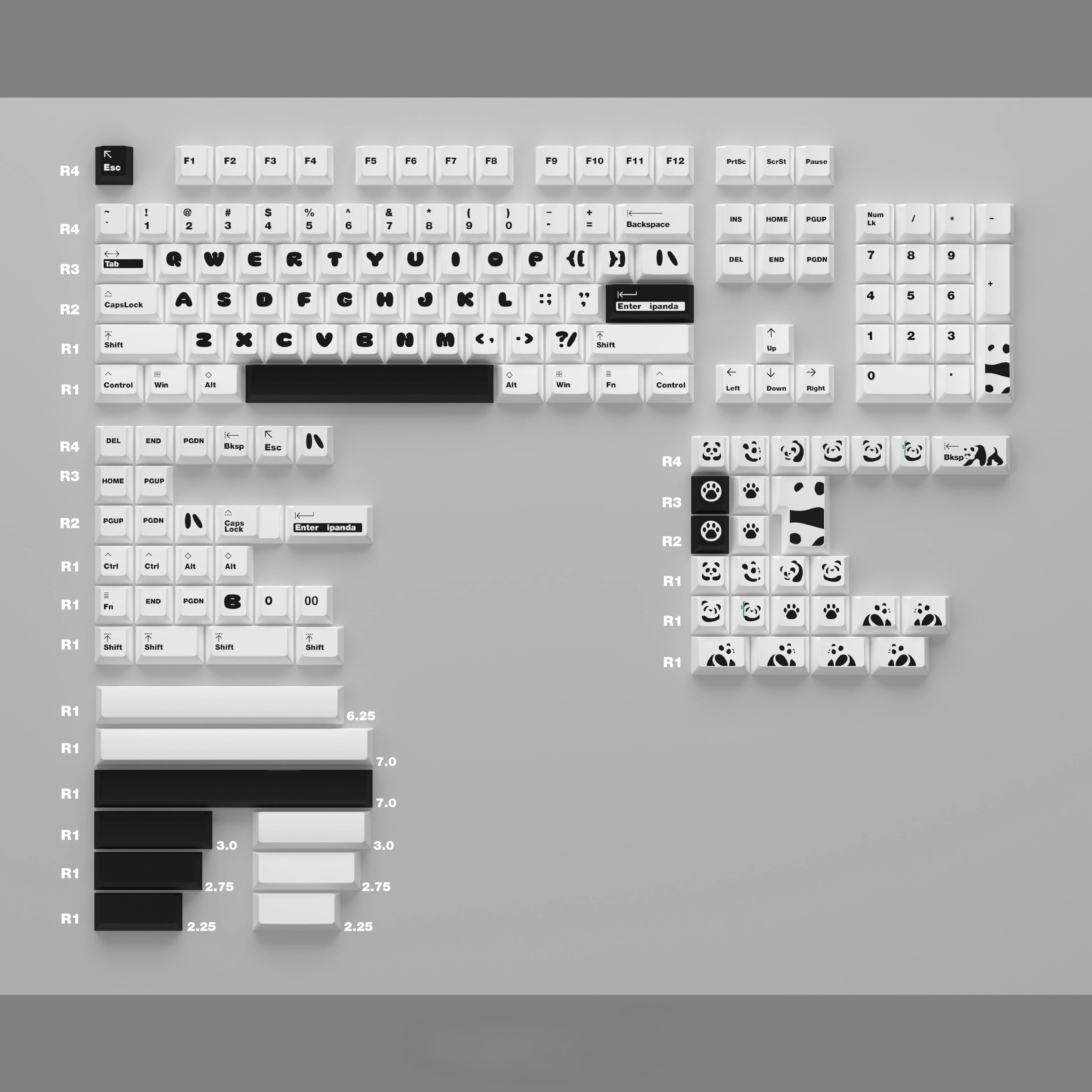 

Panda keycap PBT material sublimation process original height 166 keys gift