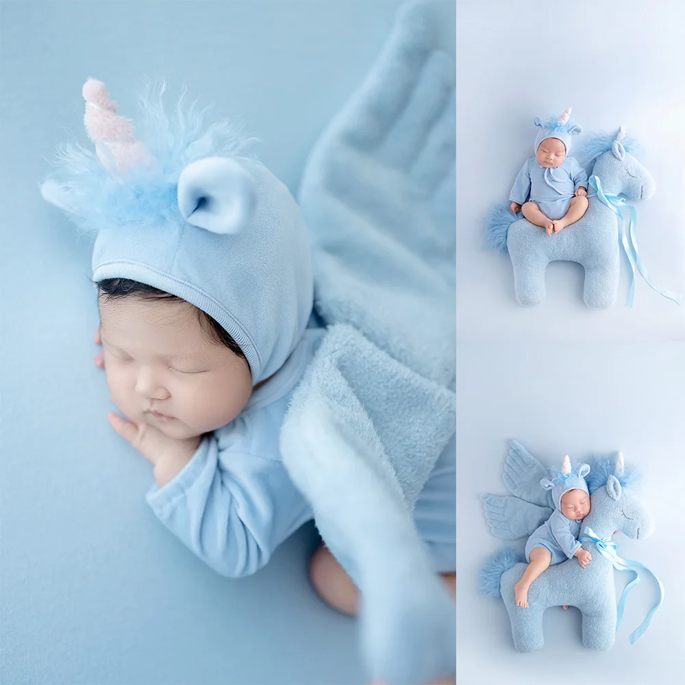 

Newborn Photography Unicorn Collection Theme Baby Unicorn Romper+hat Angel Wings Cloud Decor Prop for Studio Infant Dreamy Photo