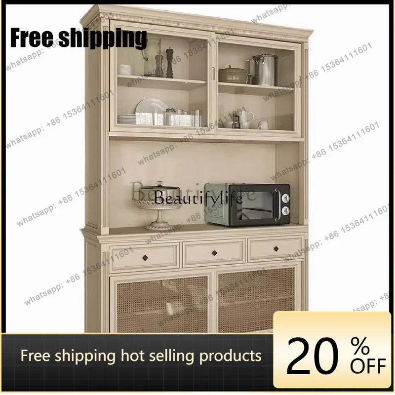 Factory Customization.American solid wood integrated wall household multi-functional living room storage wine cabinet
