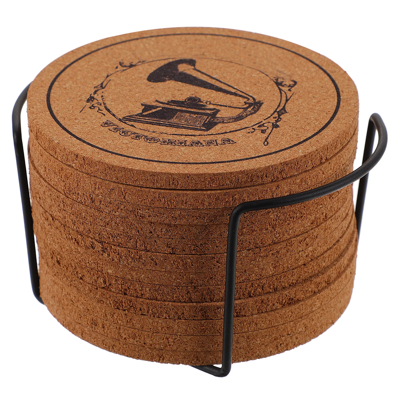 

1Set Cork Coaster Vintage Cup Mat Mug Pad with Storage Stand Heat-Resistant Anti-Slip Drink Coaster for Home Use