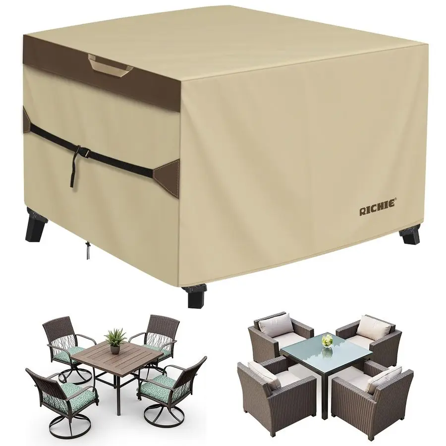 Patio Furniture Cover Heavy Duty Waterproof 600D Tough Canvas Protector for Square Table Cover, AllSeason Dining Table and Chair