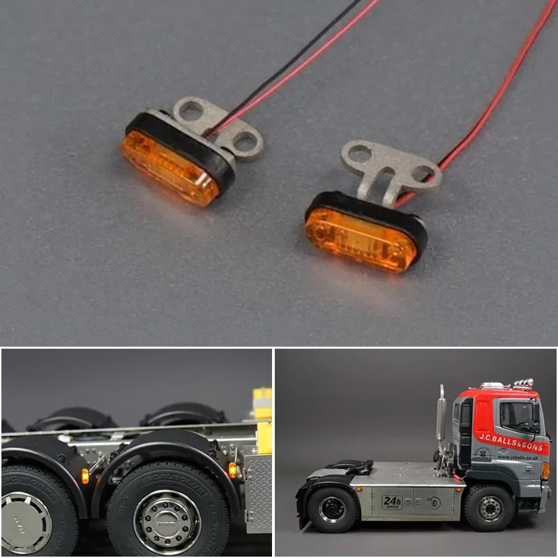 1 para żółtych/czerwonych świateł ostrzegawczych LED do samochodów ciężarowych 1/14 Tamiya RC z przyczepą Scania MAN Benz Volvo LUSE Parts