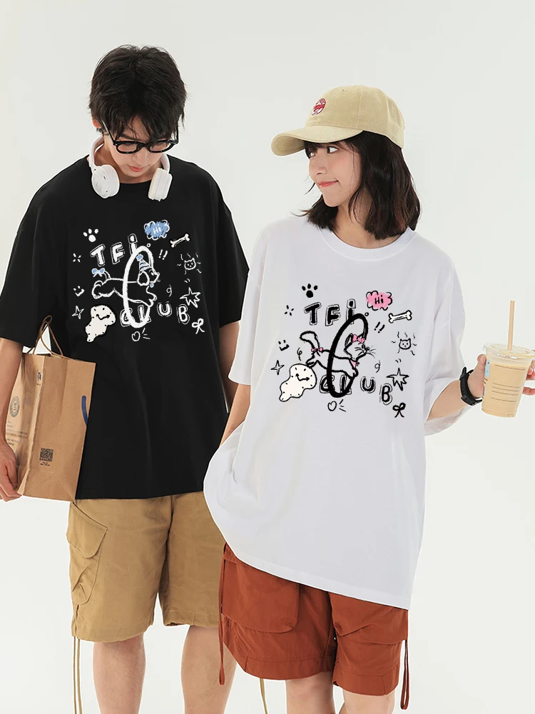 Jumping Puppy Graphic T-Shirt Unique Summer Couple Short Sleeve 2025 New Crew Neck Breathable T-Shirt