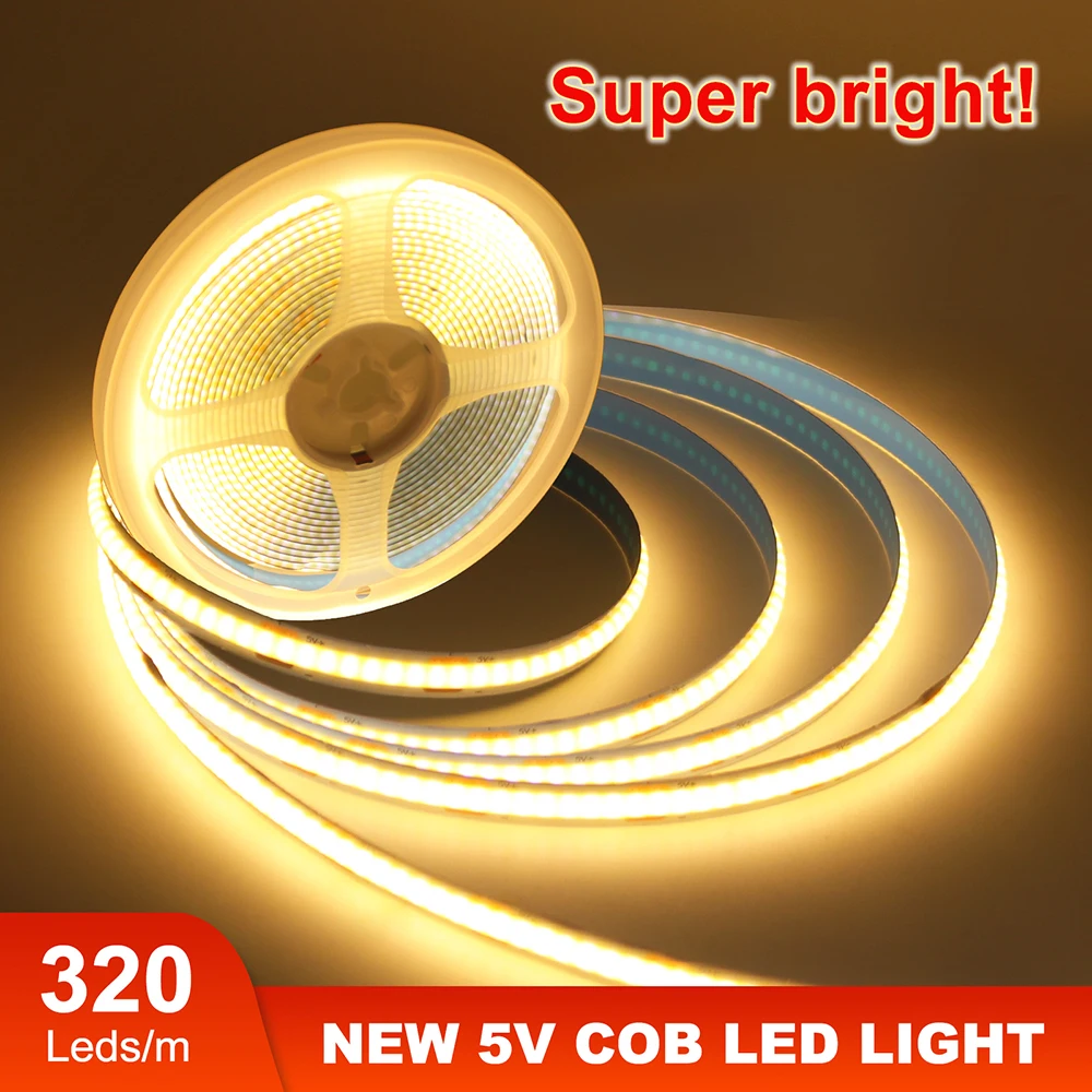 5V COB LED Strip Light 320Led/M Smart WiFi Pir Sensor Bluetooth Dimming Remote Control Kit Home Decoration White/Warm White