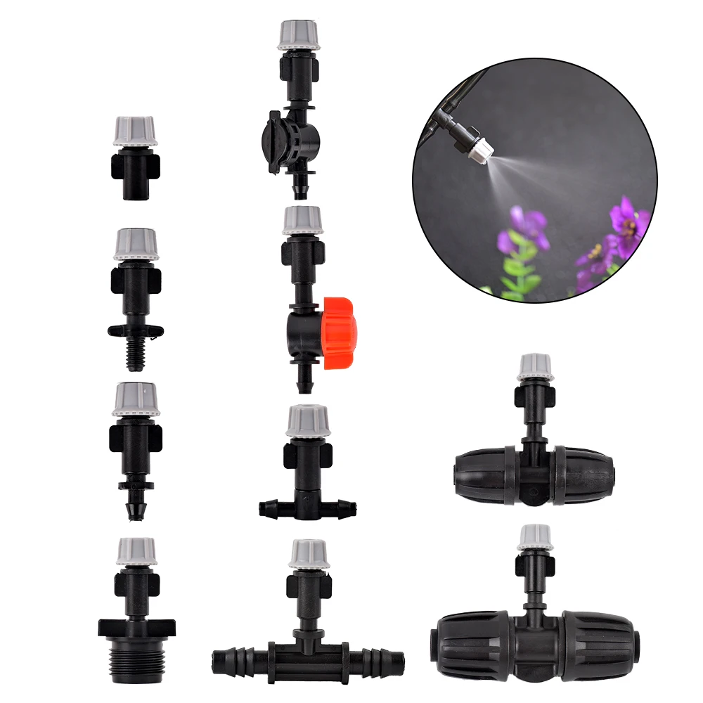 2-10Pcs Garden Drip Irrigation Misting Nozzles Dripper Sprayer 360° Atomization Sprinkler with 4/7 8/11 16mm Tee Barb Connector