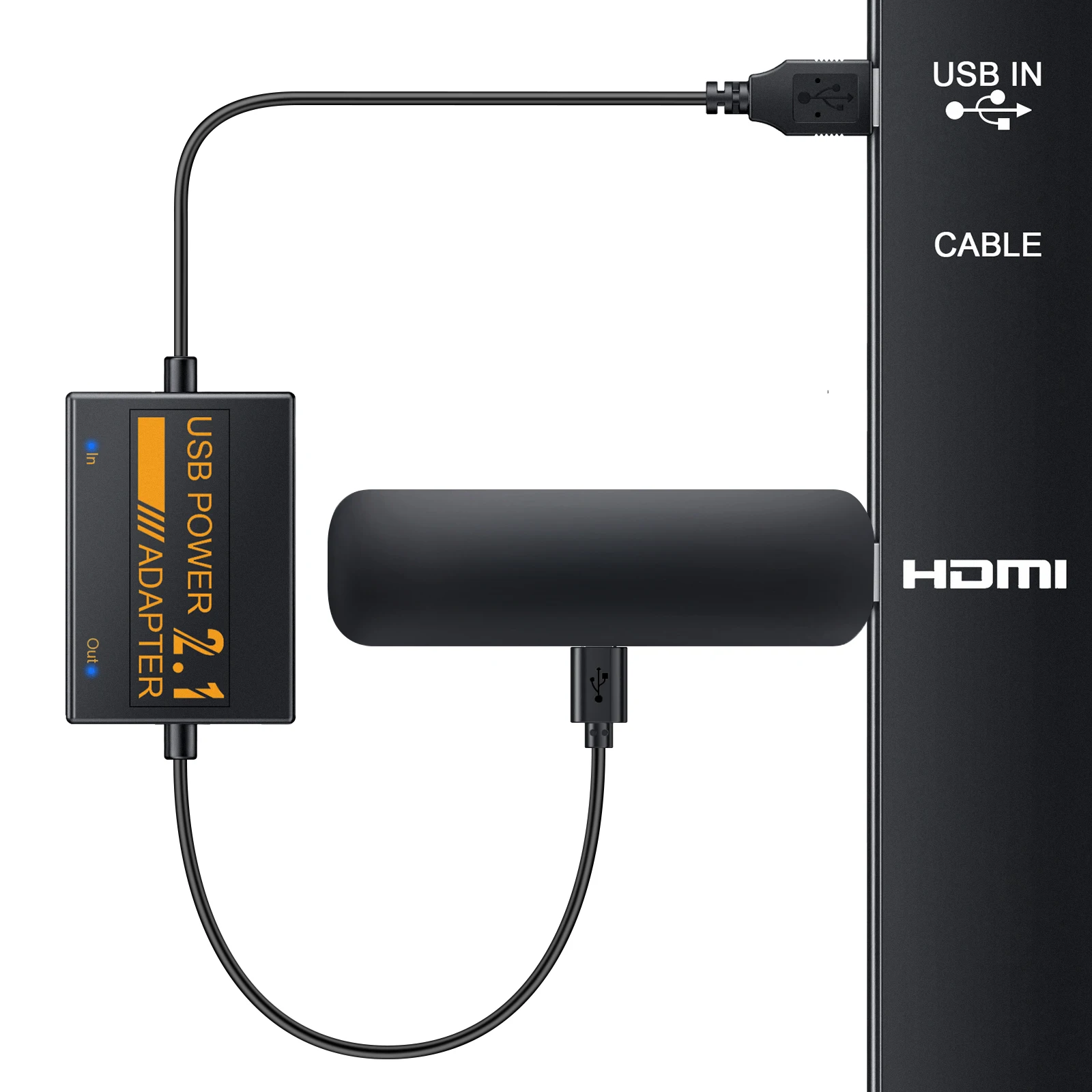 Extractme Usb Hub 1800mAh Battery Supply USB Power Cable for Fire TV Sticks Firestick Adapter Support 4K Vide