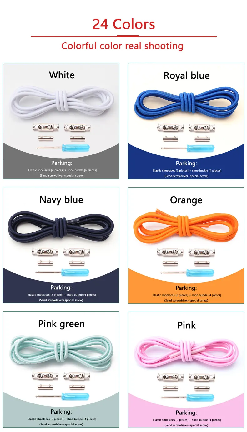 1 Pair No Tie Shoelaces For Sneakers Elastic Shoelace Metal Spring Lock Man And Woman Shoe Accessories Lazy Shoe Laces 100cm