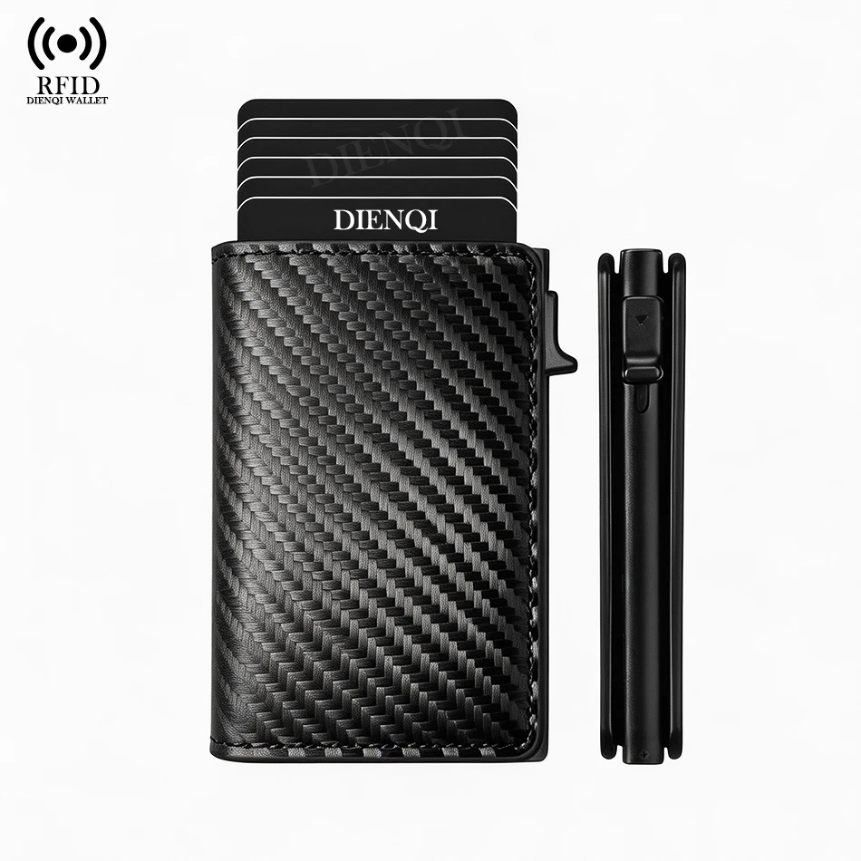 Magietic Anti Rfid Credit Card Holder Men Wallets Luxury Carbon Fiber Bank Cardholder Trifold Money Bag Purse Wallets for Men