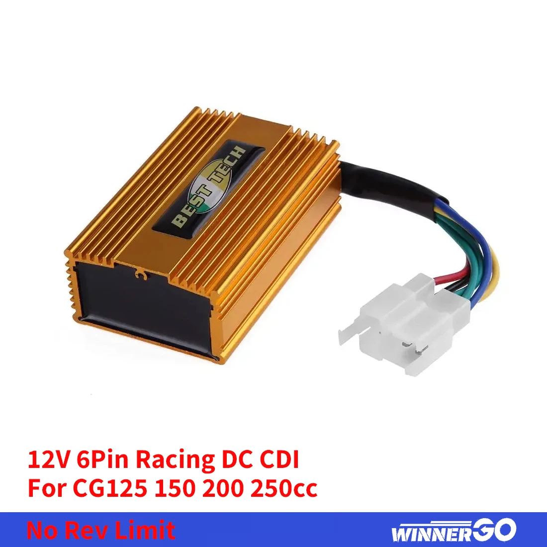 Caja CDI de carreras DC de 6 pines (2+4) para motores verticales CG de 125cc, 150cc, 200cc, 250cc, ATV chino, cuatrimoto, Go Kart, sin límite de revoluciones