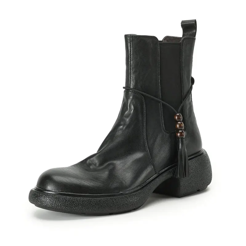 

2025 New Fashion Women's Boots Cowhide 100% Genuine Leather Autumn Retro Chelsea Boots Outdoor Party Shoes