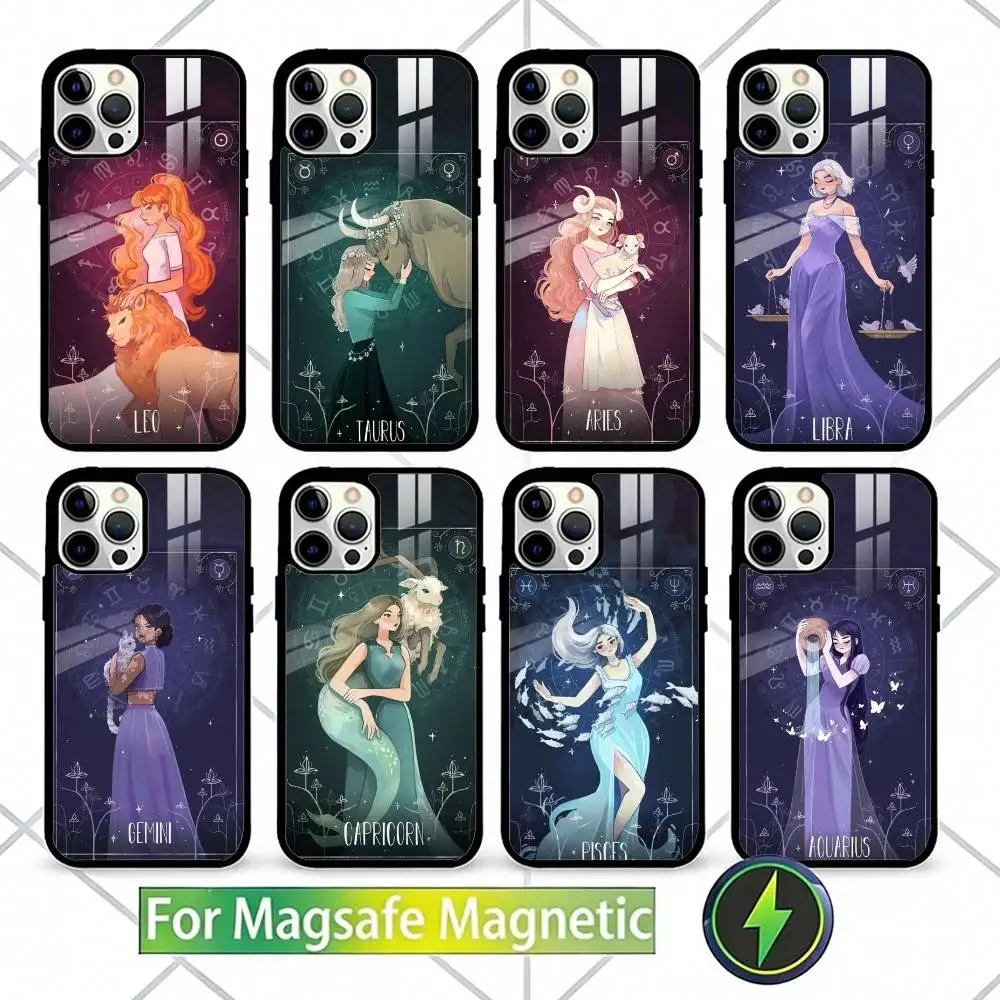 

Zodiac Girl Phone Case For iPhone17,16,15,14,13 Plus,Pro Max Magnetic For Magsafe Wireless Charging